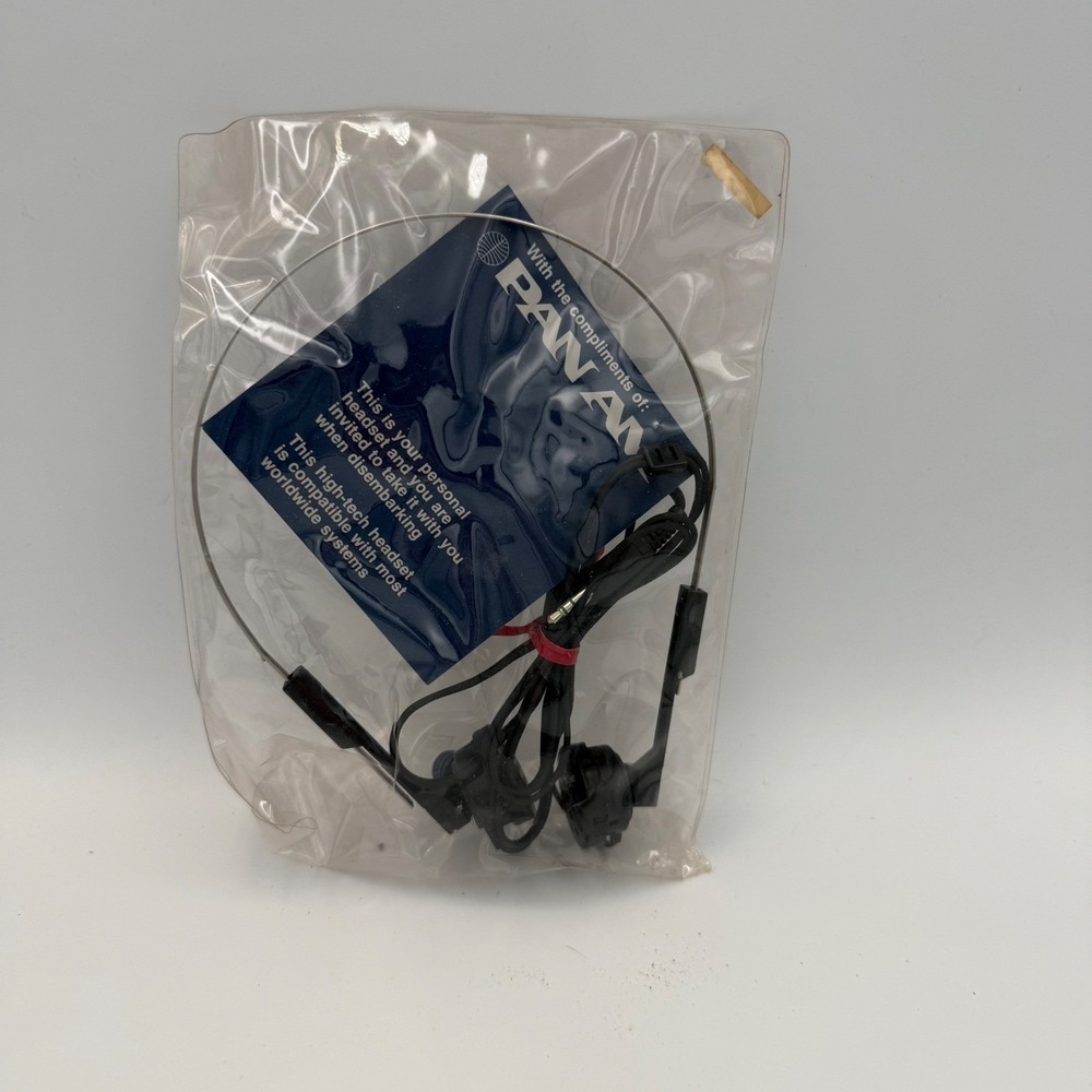 Vintage Pan Am Airlines Personal Headset Original Sealed Packaging Collectible